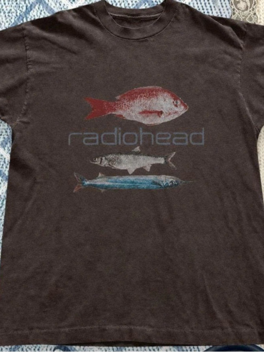 Fish Graphic T-Shirt - Black with Red & Blue Fish